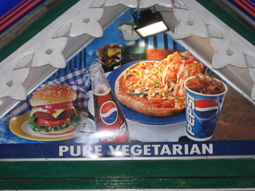 No idea what vegetarian means?  No problem!  something doesn't belong in this picture...